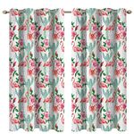 Boyouth Watercolors Flamingos and Cactus Digital Print Blackout Curtains,Room Darkening Thermal Insulation Curtains and Drapes with Grommets for Living Room,Bedroom,2 Panels,53 x 84 Inches