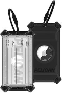 Pelican Luggage Tag, Holder for Apple AirTag - Scratch Resistant & Steel Plate Reinforced Luggage AirTag Case w/Name Tag & Stainless Steel Loop - Rugged Luggage Tag w/Airtag Case for Travel - Black