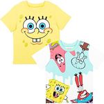 Spongebob Squarepants Toddler Boys 2 Pack Graphic T-Shirts Yellow/Aqua/White 4T