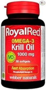 Webber Naturals RoyalRed Krill Oil 1000 mg, 30 Softgels, Supports Cardiovascular Health and Brain Function, Antioxidant Support