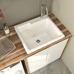 Uutility Sink/Laundry Sink in White Acrylic 24 x 21 1/16 x 11 3/4 (Strainer not Included)