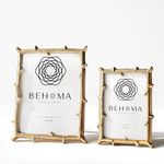 BEHOMA Golden Elegant Metal Twig Designer Photo Frame - Perfect for Home Decor, Table Decor, Gifting Purpose (4x6 Inches) & (6x8 Inches) Set of 2