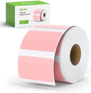 Nelko Genuine 2.25" x 1.25" Direct Thermal Labels, Barcode Labels Compatible with Nelko PL70E Label Printers, Self-Adhesive Labels, Barcode Stickers, Pink/1000 Labels (Commercial Grade)