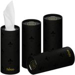 tishoo Hyaluronic Acid-infused 4-ply Ultra Luxury Tissues | for Car Cup Holders, Home & Travel | 4 Reusable tubes in Plastic-free packaging | Black/Pure