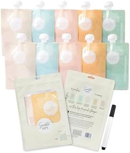 Sweetie Sips Reusable Food Pouches 6-Pack 6oz Baby Food Storage Refillable Toddler Squeeze Pouch for Kids Washable Freezer Safe Homemade Purees Smoothies