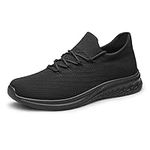 TIANYUQI Mens Walking Shoes Fashion Sneakers Slip on Casual Shoes Lightweight Work Gym Tennis Running Shoes All Black Size 9