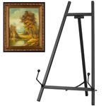 Leinuosen Metal Easel Stand 16.5" H x 8.7" W x 4.3" D Table Top Easel Stand for Display Tripod Art Picture Mirror Modern Plate Holder Floor Stands for Display Book Photo Wedding Sign (Black)