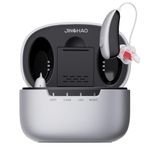 Hearing Aids–JINGHAO Rechargeable Hearing Aids for Seniors & Adult -16-Channel Digital Sound Processing with Smart Noise Reduction, Superior Sound, RIC Design for Comfort & No Whistling, with Portable Charging Case, Silver Black
