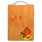 Go Store Large Non-Slip Wooden Bamboo Cutting Board with Antibacterial Surface with Stainless Steel Handle, Chopping Board for Kitchen, Cutting Board for Kitchen (Wood)