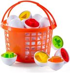 PREXTEX Easter Eggs Educational Puzzle in a Basket (12 Eggs) | Baby Easter Basket | Gifts Surprise Fidget Toys Pack Brand | Mini Toys for Girls, Boys, Kids | Boy&Girl Toys | Toddler Toys