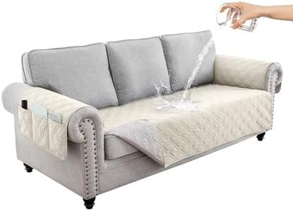 ZXMSTAR Waterproof Sofa Covers for Dogs Pets with Non Slip Backing Couch Seat Covers with Side Pocker for 3 Cushion Couch Washable Dog Couch Cover Protector (Ivory White, 3-Seater)