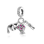 Symretie 925 Sterling Silver Dangle Charms Beads, Flowers Pendants Compatible with Pandora Bracelets, Necklace or Bracelet Charm Beads for Women, DIY Jewelry Beads Gifts for Women Girls