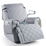 TAOCOCO 100% Waterproof Recliner Chair Cover, Non Slip Recliner Covers for Recliner Chair with Pocket, Washable Reclining Chair Cover Furniture Protector for Kids, Pets(Recliner Chair, Light Grey)