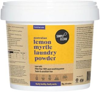 SimplyClean Lemon Myrtle Laundry Powder - Natural Laundry Detergent for Sensitive Skin - Plant Based - Phosphate Free Concentrated Washing Powder - 200 Washes - 4kg