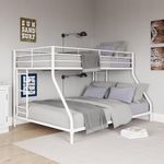 DHP Junior Twin over Full Low Profile Metal Bunk Bed, Off White