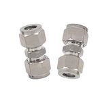 Metalwork 304 Stainless Steel Compression Tube Fitting, Union W/Double Ferrule, 1/4" Tube OD x 1/4" Tube OD (2 Pcs)