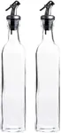 Juvale 2-Pack Olive Oil and Vinegar Dispenser Set for Kitchen, Restaurant, Transparent Glass, Versatile for Use as a Syrup Dispenser, Salad Dressing Container (17oz/500ml)