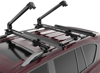 PacificCrest Ski & Snowboard Roof Rack Cross Bars - Car Roof Rack Holds 6 Pairs of Skis or 4 Snowboards, Lockable & Secure Transport, Universal Fit for Most Crossbars
