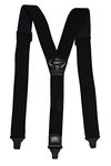 Olata Y-Shape Heavy Duty Braces/Suspenders with Plastic Clips for Airports - 4cm. Black