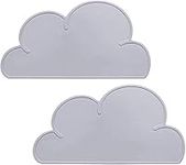 Waterproof Silicone Placemats 2Pack Baby Kids Cloud Shaped, Bar Mat Plate Mat Table Mat Set Home Kitchen Pads, 19x10inch Color Grey Billlisa (Light Grey, 2Pack)