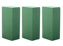 NKB Traders Floral Foam Brick for Flower Basket, Wedding Bouquet Artificial Flower Arrangement - Set of 3 (Green, 10 cm x 8 cm x 22 cm),Artificial Flora