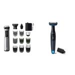 PHILIPS Multi Grooming Kit MG7715/65, 13-in-1 (New Model) All-in-one Trimmer. Power adapt technology for precise trimming, 120 Mins Run Time with Quick Charge & BG1025/15 Body Groomer, (Black)