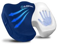 Sleepavo Navy Blue Memory Foam Seat Cushion for Office Chair - Pillow for Sciatica, Coccyx, Back, Tailbone and Lower Back Pain Relief - Orthopedic Chair Pad Lumbar Support in Office, Car, Airplane