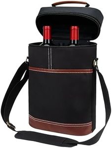2 Bottle Insulated Wine Cooler Tote Bag–Leakproof Padded Wine Carrier with Handle & Shoulder Strap, Portable Beverage Cooler for Travel, Picnic, Beach, Party–Great Gift for Wine Enthusiasts (Black)