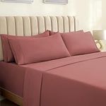 LuxClub 6 PC Sheet Set Bed Sheets Deep Pockets 18" Wrinkle Free Sheets Machine Washable Hotel Bedding Silky Soft - Salmon Pink Full