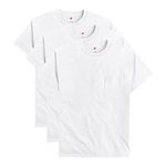 Hanes Men's Essentials Short-Sleeve Pocket T-Shirt Pack, Cotton Crewneck Tee, 3-Pack, White