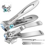 Nail Clippers for Men Thick Nails - DRMODE 15mm Wide Jaw Opening Extra Large Toenail Clippers & Easy Grip 360 Degree Rotary Fingernail Clippers for Seniors Nail Cutter with Nail File Cuticle Trimmer