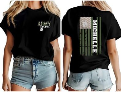 Custom Army Mom Dad Shirt, Personalized Military Family T-Shirt with Name, USA Flag Design, Support Our Troops Tee, Gift for Military Families