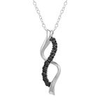 Black Diamond Infinity Twist Pendant-Necklace for Women in .925 Sterling Silver