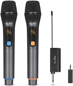 MicrocKing Wireless Microphone, UHF Metal Handheld Cordless Dynamic Mic System, Auto Connect, 1/4‘’Output, 200 FT for Karaoke/Party/DJ/Wedding/Speech/Outdoor Events