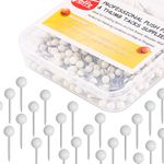 Yalis Push Pins Map Tacks 1/8-Inch Assorted Color Beads Head Map Marking Push Pins,500-count (White)