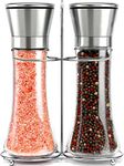 Willow & Everett Salt and Pepper Grinders - Set of Premium Stainless Steel Mills w/Stand – Tall Shakers w/Adjustable Coarseness - Salt & Pepper Mills w/Lids