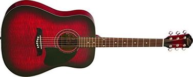 Oscar Schmidt OG2FBC-A-U Acoustic Dreadnought Size Guitar. Flame Black Cherry