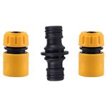 TOPWAYS® Hose Fitting Repair Set 2x Plastic Garden Water Hose 1/2" Quick End Connector & 1x Double Male Hose Connector