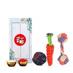 petyantra Combo of I Love You Paw Pet Dog Rakhi for Rakshabandhan with Dog Chew Toys Gift for Paw Brother Bracelet Band Medium Large Dogs Accessory Carrot Ball and Dumbell