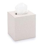 BTSKY Linen Household Office Cube Tissue Paper Holder Square Tissue Box Cover Case Napkin Holder (Beige)