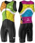 SLS3 Triathlon Suits Mens - Premium FX Tri Suit Men Triathlon - Sleeveless Trisuit Triathlon Men - Quick Drying Mens Triathlon Suit - Men’s Tri Kit (Miami Multi, Large)