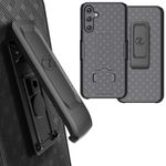 ZASE for Samsung Galaxy A15 5G Holster Belt Clip Phone Case Tough Super Slim Rugged Protective Cover Armor Defender Strong Clip Kickstand Compatible w/Galaxy A15 6.5-inch (Black Holster Combo Case)