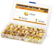 GASHER 100PCS Brass Compression Fitting Kit,Sleeve Ferrules&Insert Tube Support&Ferrule Head,3/8" Tube OD