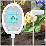 Landrip Soil PH Tester Record Saving，5-in-1 Soil Meter for Temperature, PH, Moisture, Nutr,Sunlight for Care Flower Potted Plants Garden Farm Lawn