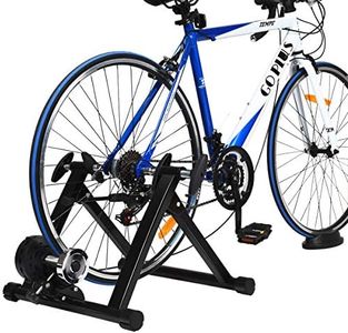 Goplus Bike Trainers for Indoor Riding, Folding Stationary Bike Stand with Magnetic Flywheel for Bicycle Cycling Training, 26’’ - 28’’ Wheels Road & Mountain Bikes (8 Levels Resistance)