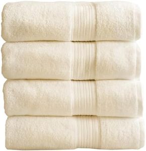 Great Bay Home Ivory Bath Towels - 100% Cotton 4 Pack 54x27 Bath Towel Set - Lightweight, Absorbent, Quick-Dry Towels for Bathroom - Soft, Durable, Ringspun Cotton (Ivory)