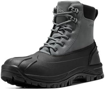 NORTIV 8 Mens Winter Boots Lightweight Casual Waterproof Slip Resistance Work Boot SNSB233M GREY Size 11