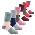 Big Girls Wool Socks Kids Crew Seamless Winter Warm Thermal Socks 6 Pack 8-10 Years