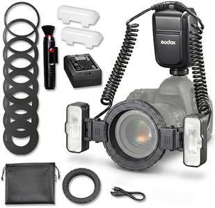 Godox MF-T76N TTL Macro Flash for Nikon, 76Ws Dual Flash Head,1.2s Fast Recycle, 550 Full Power Flashes/Type-C Rechargeable/1/1-1/256 Power/0°-150° Adjustable Heads/with Adapter Rings/Modeling Lamps