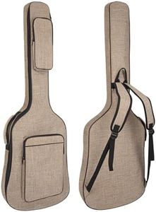 LETSROCK Bass Guitar Case, Bass Guitar Gig Bag 0.38 Inch Thick Padding Backpack Soft Electric Bass Guitar Bag Dual Adjustable Shoulder Strap Pocket & Neck Strap Khaki